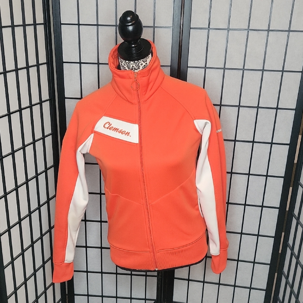 Clemson University Tigers Columbia Womens Small Orange Fleece Lined Track Jacket